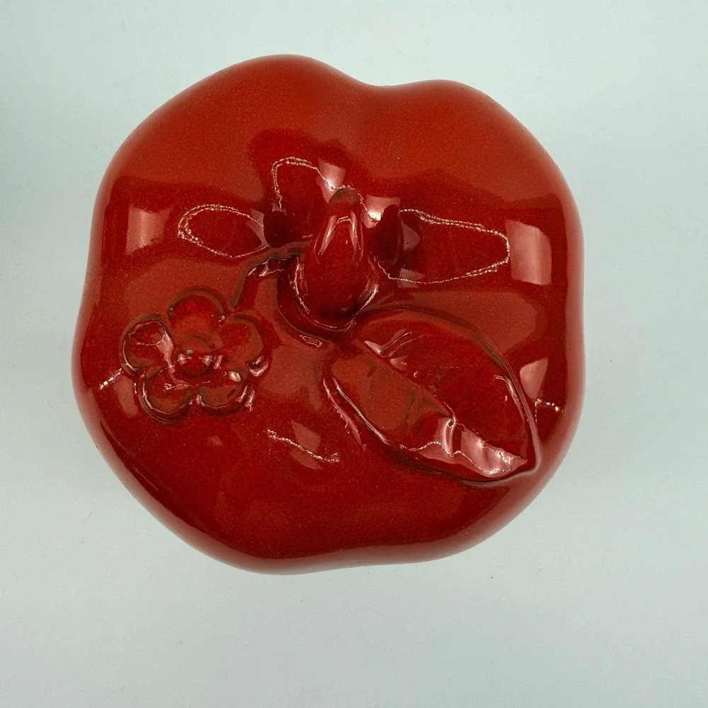 NOS German Ceramic Bratapfel Apple Baker Red Oven Baker w/ Original Box